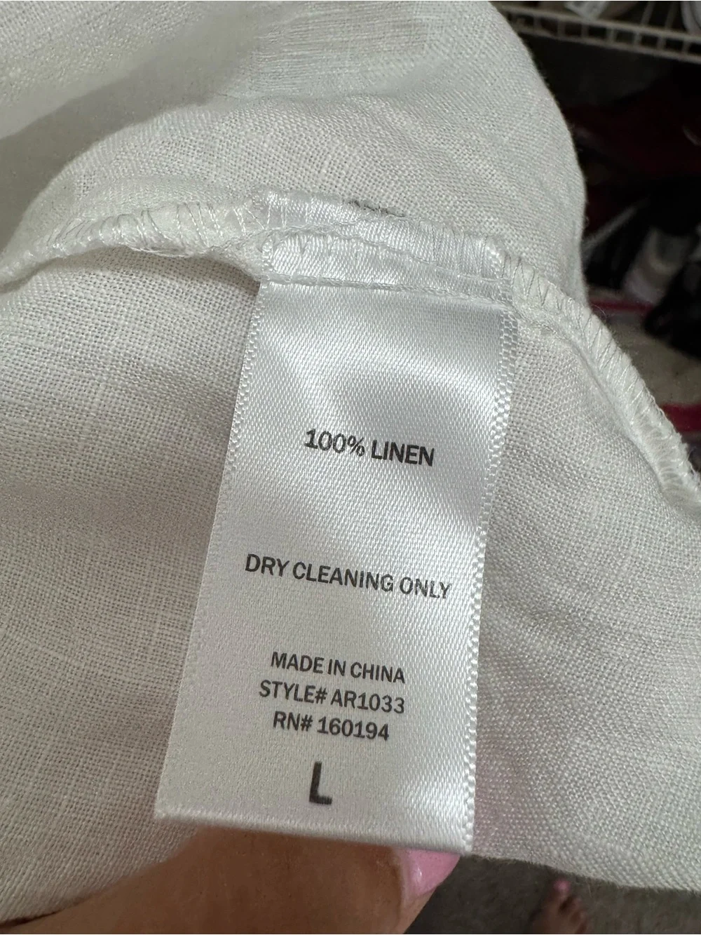 a.ren 100% Linen Boyfriend Shirt White Oversized Resort Beach CoverUp Size Large - Picture 8 of 15